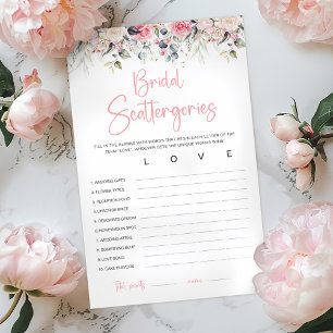 Blush Floral Cartão de Jogo Bridal Scattergories