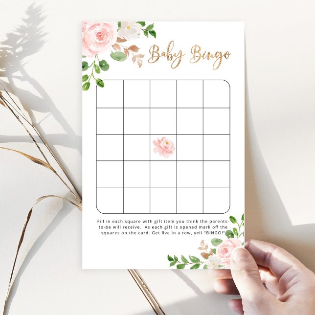 Blush floral chá de fraldas bingo game (Criador carregado)