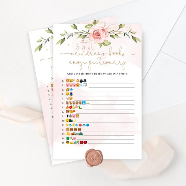 Blush floral child books emoji pictionary game (Criador carregado)