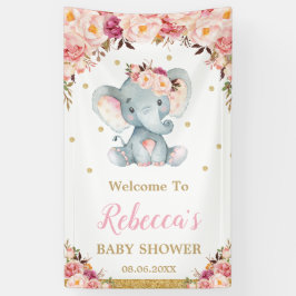 Blush Floral Elepher Party Backdrop B