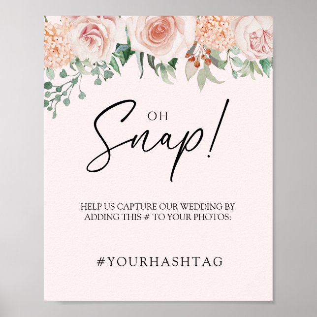 Blush Floral Pink Weding Oh Snap Poster (Frente)