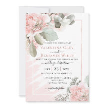 Blush floral poeirento rosa boho convite chic