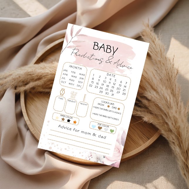 Blush Floral Predictions & Advice Baby Shower Game (Criador carregado)