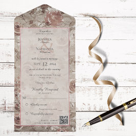Blush Floral Vintage e Rosa Dourado com código QR