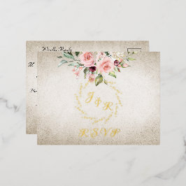 Blush Floral & Wreath RSVP - Cream