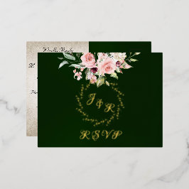 Blush Floral & Wreath RSVP - Emerald