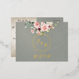 Blush Floral & Wreath RSVP - Sage