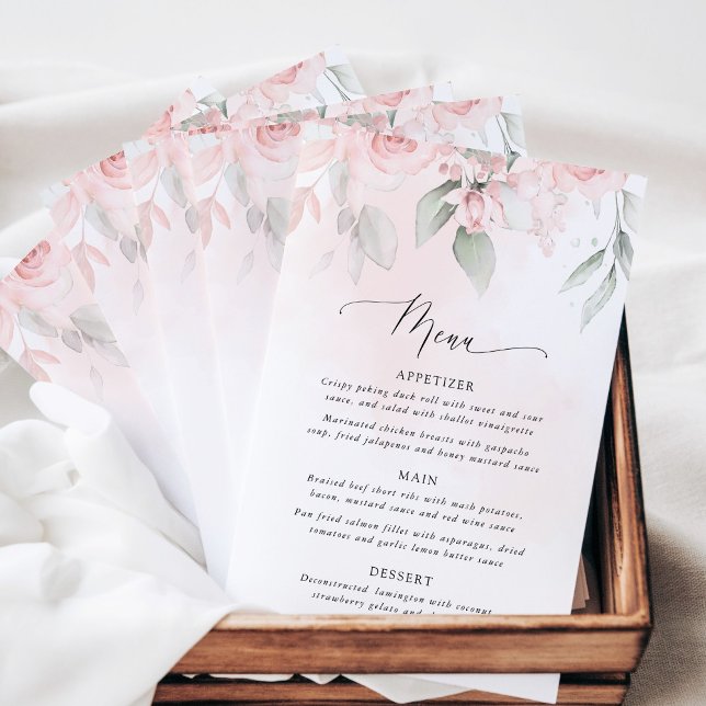 Blush Flowers, Pink Flowers, Boho, Wedding Menu (Criador carregado)