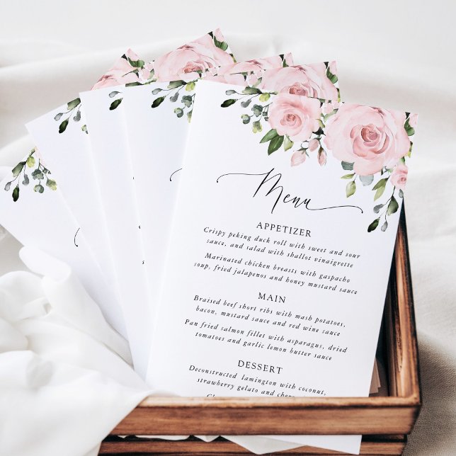 Blush Flowers, Pink Flowers, Bridal Shower Menu (Criador carregado)