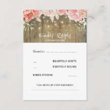 Blush Flowers Rustic String Lights Weding RSVP