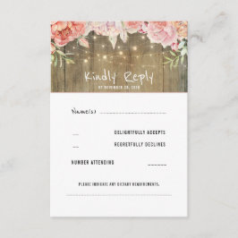 Blush Flowers Rustic String Lights Weding RSVP