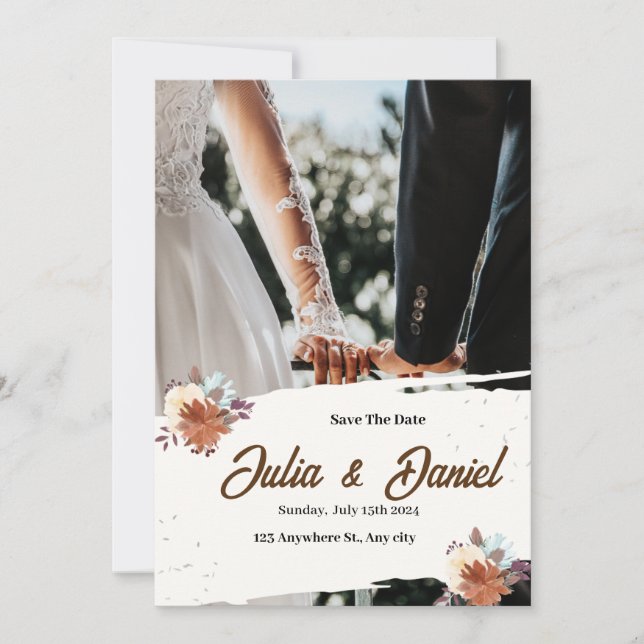 Blush Garden Romance: Convite para Casamento Elega (Frente)
