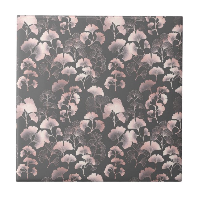 Blush Ginkgo Luxe – Botânica Dourada em Preto (Frente)