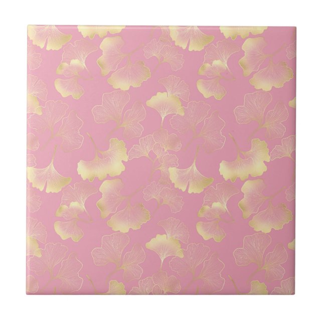 Blush Ginkgo Luxe – Botânica Dourada sobre Rosa (Frente)
