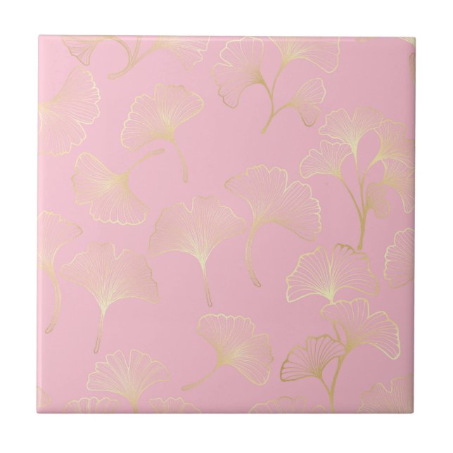 Blush Ginkgo Luxe – Botânica Dourada sobre Rosa (2 (Frente)