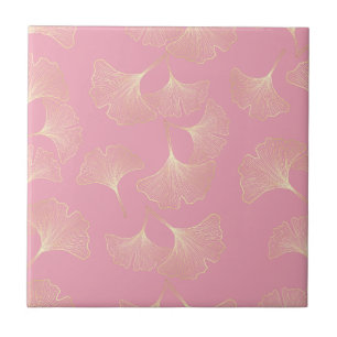 Blush Ginkgo Luxe – Botânica Dourada sobre Rosa (4