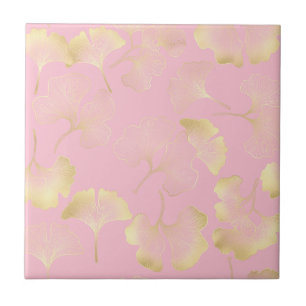 Blush Ginkgo Luxe – Botânica Dourada sobre Rosa (5