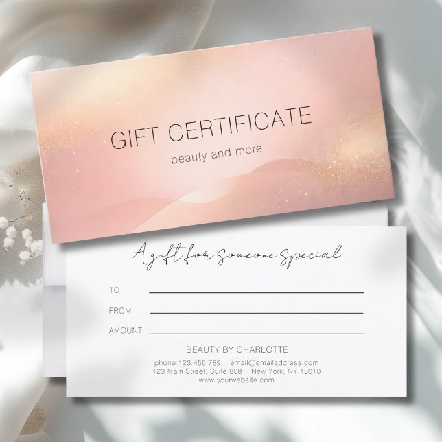 Blush Gold Glow Gradient Salon Gift Certificate (Blush Gold Glow Gradient Custom Salon Gift Certificate)
