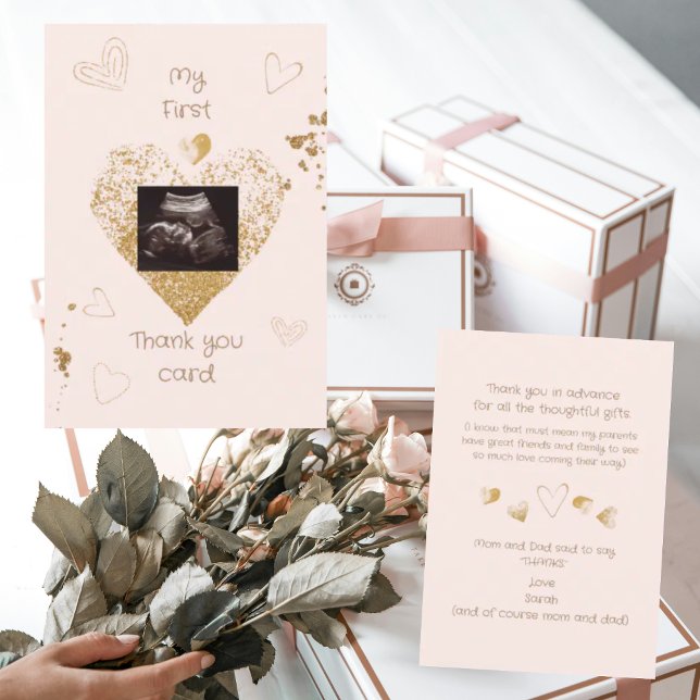 Blush Hearts My 1rua Cartões de agradecimentos Eng (Criador carregado)