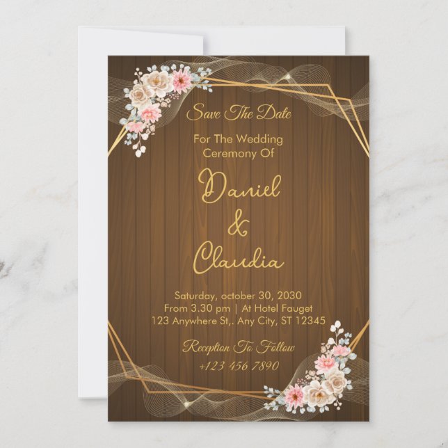 Blush & Ivory Rustic Convite de casamento com made (Frente)