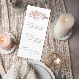 Blush Pampas Grass Floral Wedding Menu