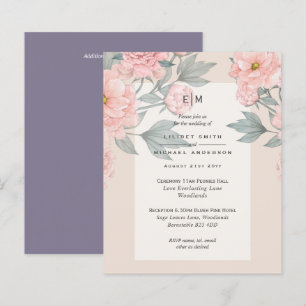 Blush Peach PEONIES Lilly Convite de casamento OR