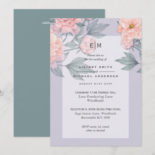 Blush Peach PEONIES - Recepção de Convite de cas