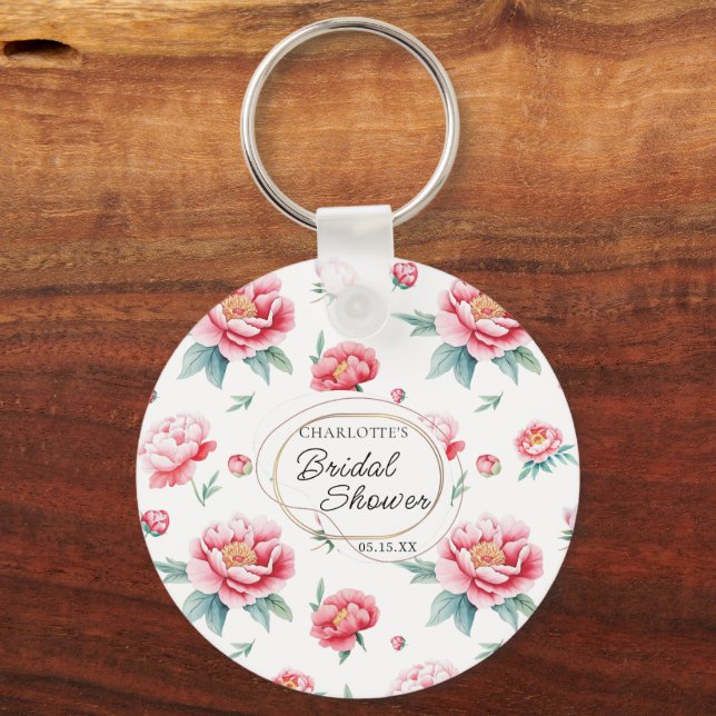 Blush Peony - Chaveiro de Nome Personalizado (Frente)