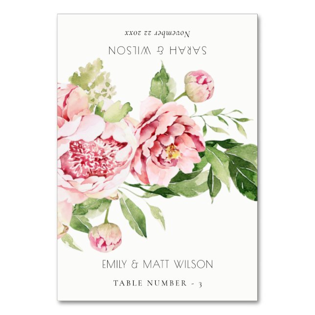 Blush Peony Floral Weding Guest Name Cartões (Frente)