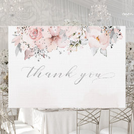Blush Peony Silver Greenery Cartões de agradecimen