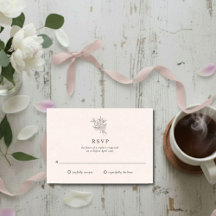 Blush Pink Botanical Monogram Wedding RSVP Card