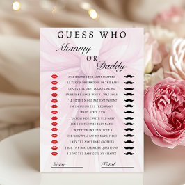 Blush Pink Bow Mommy Daddy Baby Shower Game