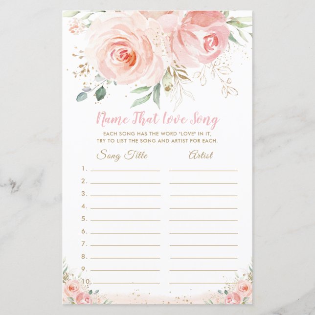 Blush Pink Floral Bridal Name Que Adora O Jogo Da  (Frente)