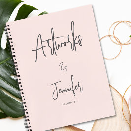 Blush Pink Grey Script Name Artwork Sketchbook