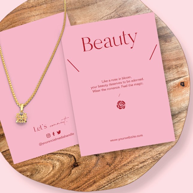 Blush Pink Jewelry Necklace Display Card (Criador carregado)