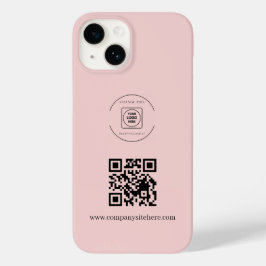 Blush Pink Logo QR Code Business iphone case