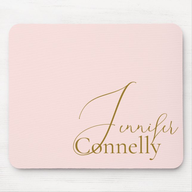 Blush Pink Mouse Pad em Serif Script (Frente)