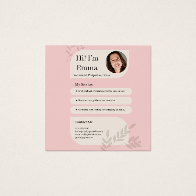 Blush Pink Postpartum Doula Professional Design (Frente)