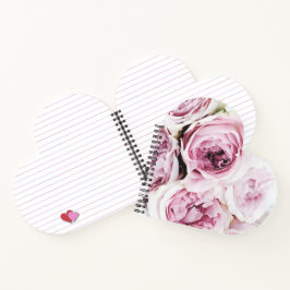 Blush Pink Rose Floral Heart Elegant Spiral Notebo