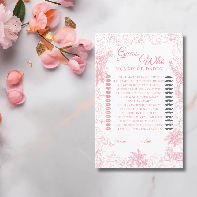 Blush Pink Safari Jungle Baby Shower Guess Who (Criador carregado)