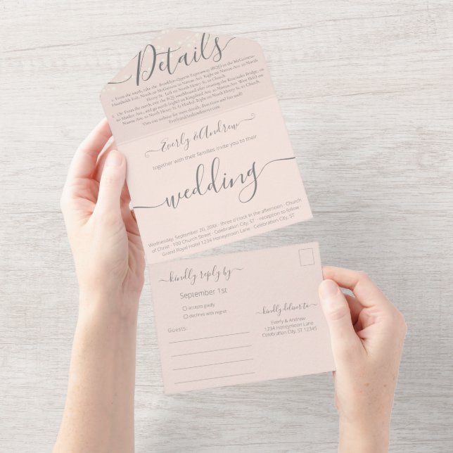 Blush Pink Sua Foto Simples Casamento Moderno (Aba destacável)