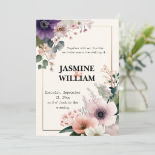 🌹 Blush & Plum Floral Wedation Convite 💐 💒