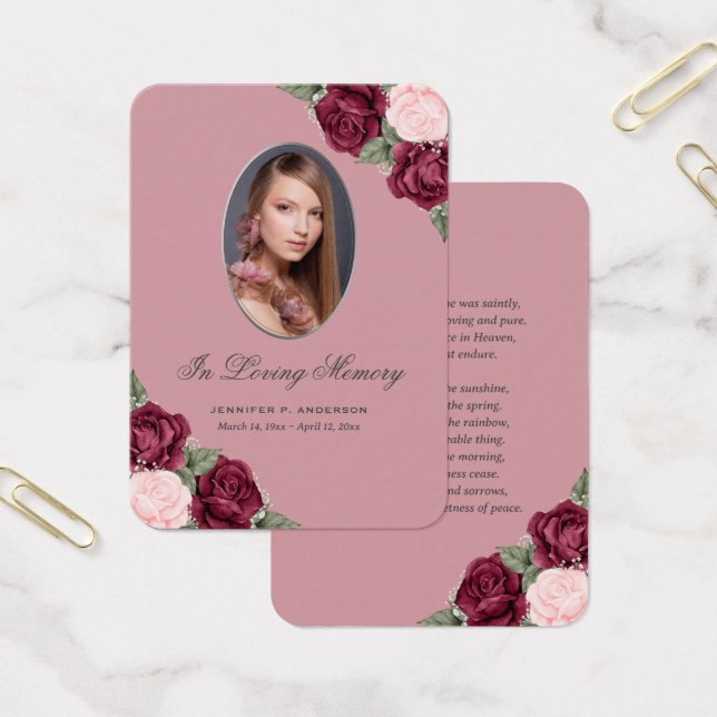 Blush Red Silver Memorial Funcional Cartão de Oraç (Escritótio)