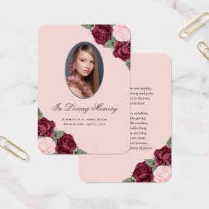 Blush Red Silver Memorial Funcional Cartão de Oraç