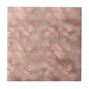 Blush Rosa Dourado Folhas de Ginkgo Elegante Botân