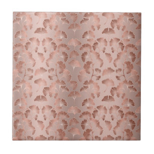 Blush Rosa Dourado Folhas de Ginkgo Elegante Botân