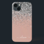 Blush Rosa Dourado Prata Brilho Monograma<br><div class="desc">Dourado Rosa - Rosa Blush e Faux Prata Brilho e Monograma de Metal Escovado com Letras e Inicial do Nome para Celular. Isso faz o presente perfeito para aniversário de 16 anos, casamento, chá de noiva, aniversário de casamento, chá de bebê ou festa de despedida de solteira para alguém que...</div>