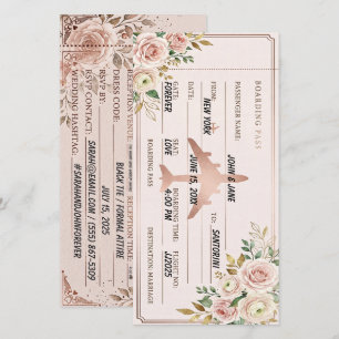 Blush Rosa e cartão de embarque Save the Date em R