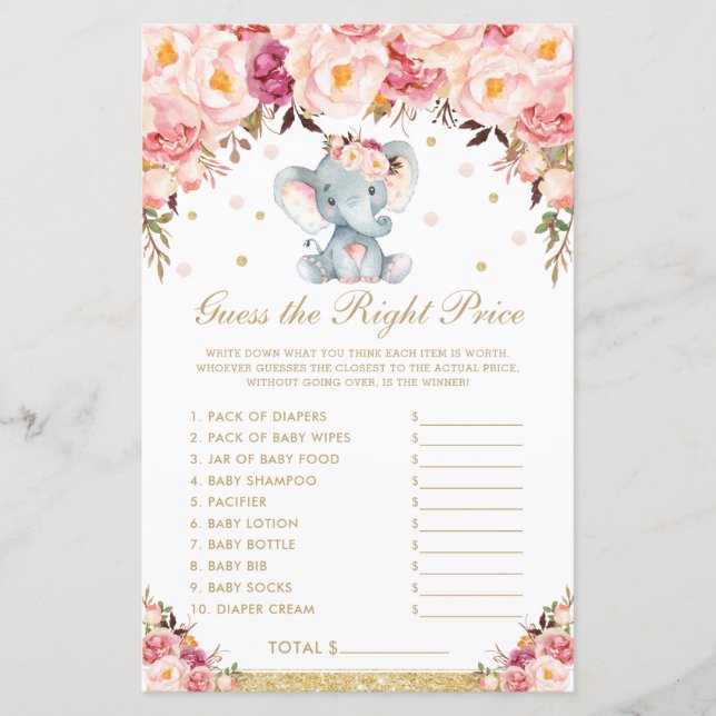 Blush Rosa Elephant adivinha o jogo do preço certo (Frente)