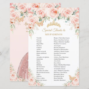 Blush Rosa Floral Flores Mis Padrinos Quinceañera
